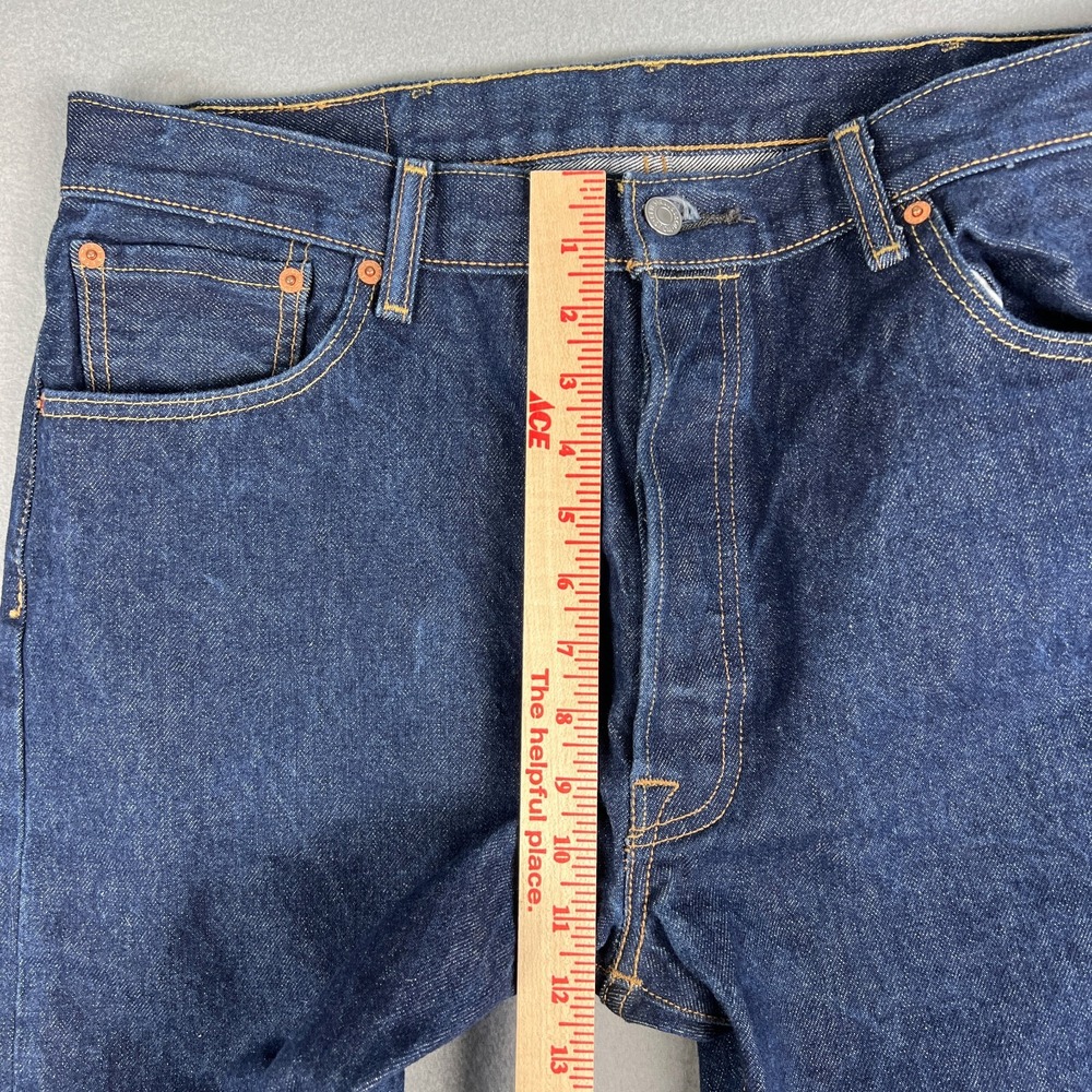 Levis 501 Jeans Fit 36x32 Original Fit Straight Fit Dark Wash Denim Button Fly - Picture 12 of 12